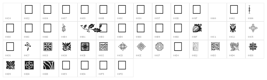 GriffDinShiOpt Character Map