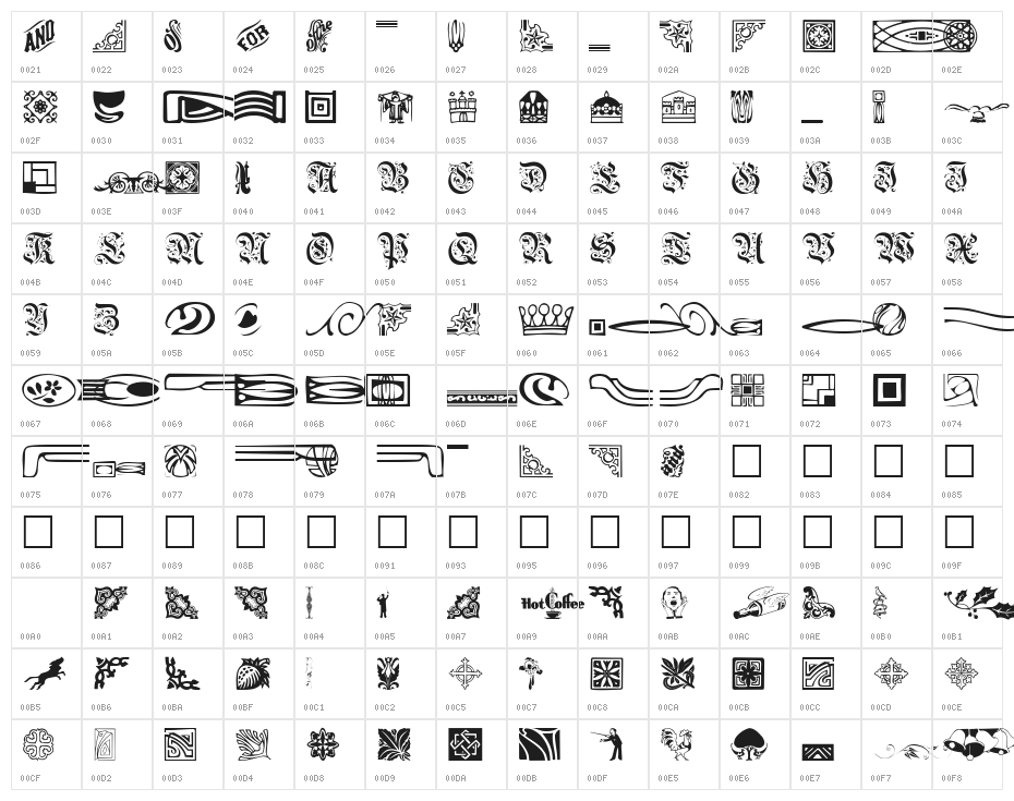 Griffin Regular Character Map