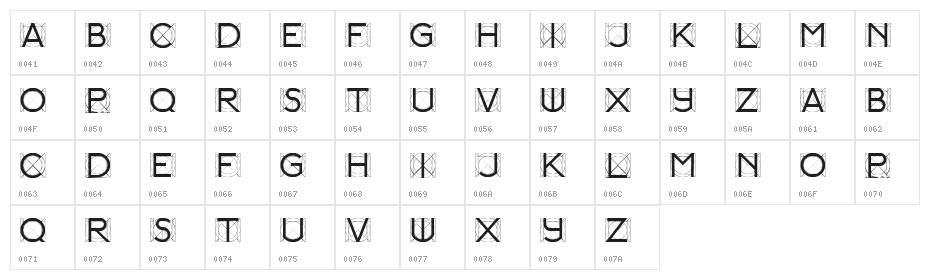 Grille Book Regular Character Map
