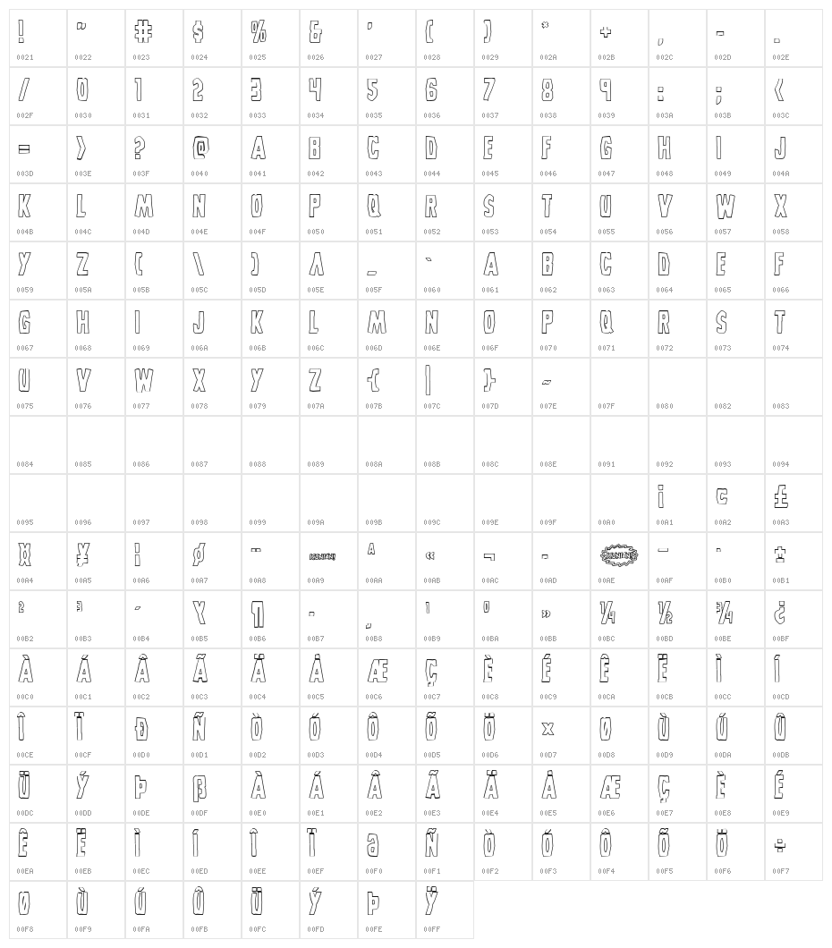 Grim Ghost Outline Regular Character Map