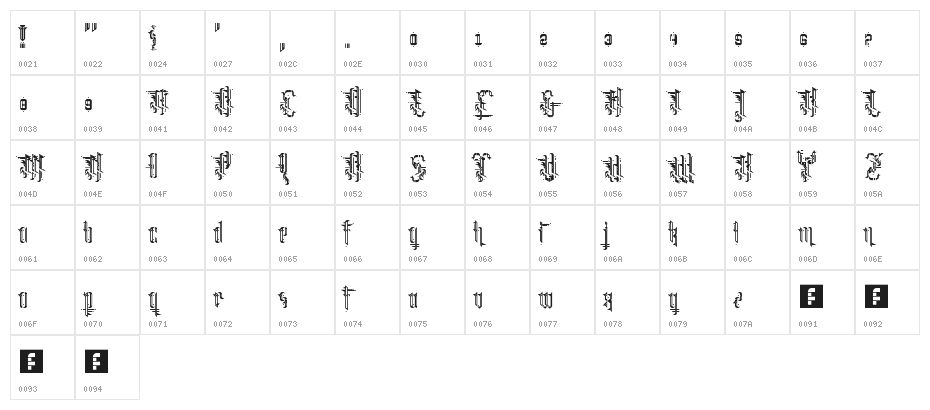 Grimeplex Regular Character Map