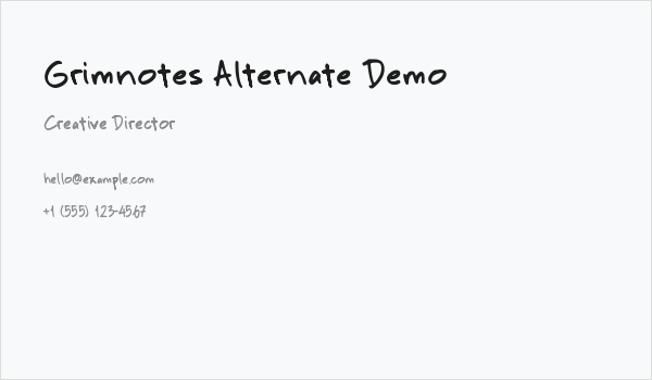 Grimnotes Alternate Demo Business Card