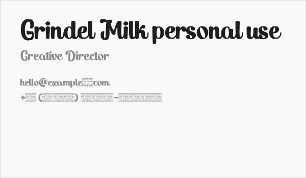 Grindel Milk personal use Business Card