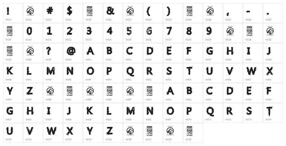 Gristled Font Regular Character Map
