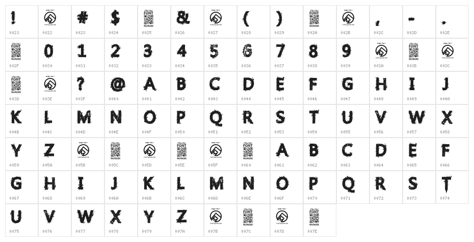 GristledFont-Regular Character Map