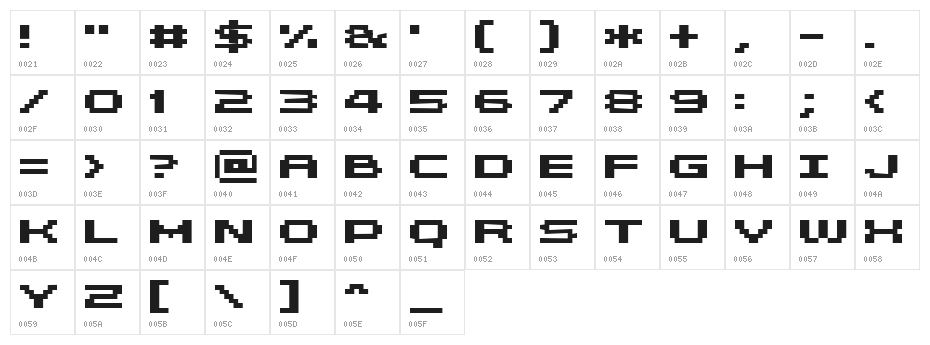 Grixel Kyrou 5 Wide Bold Character Map