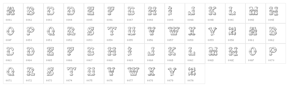 Grolier Beveled Character Map