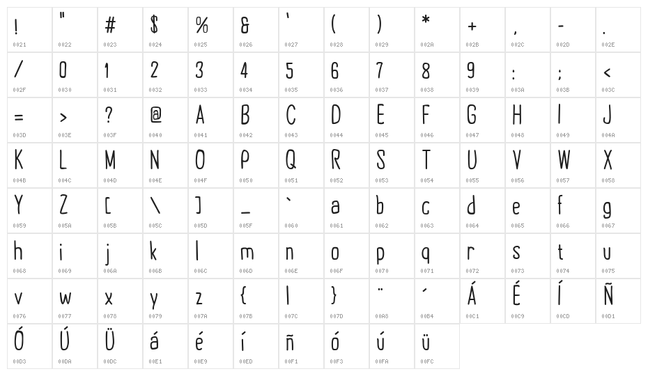 Groov G. SemiBold Character Map