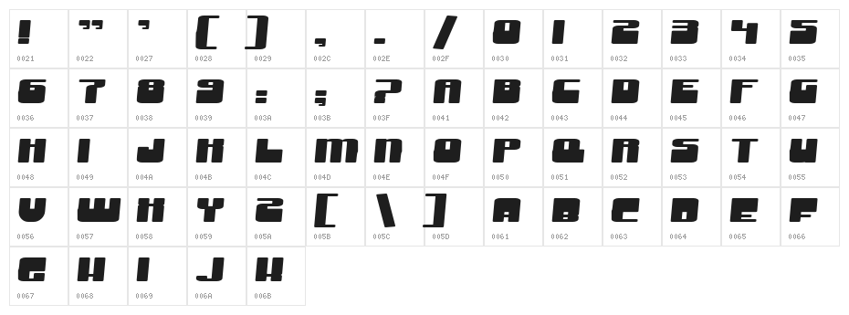 Groove Machine Expanded Bold Character Map