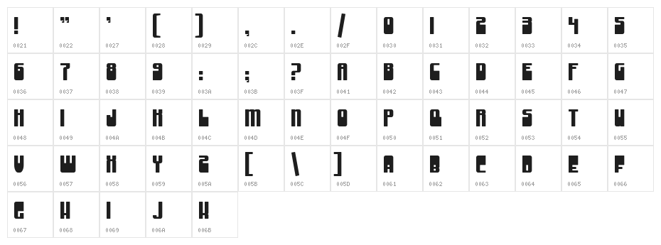 Groove Machine Upright Character Map