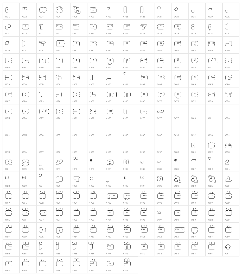 Groovy Smoothie Outline Character Map