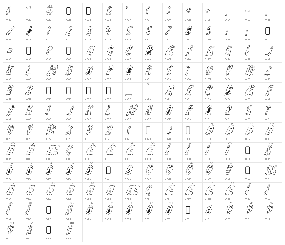 GroovyGhosties-Regular Character Map