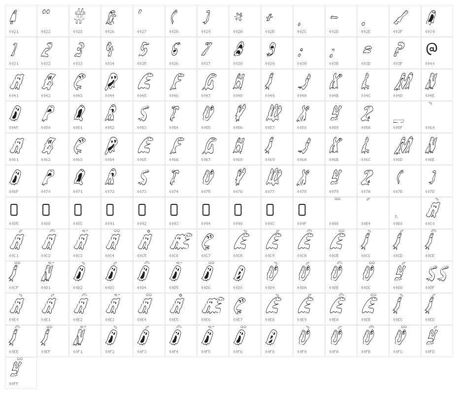 GroovyGhosties-Regular Character Map