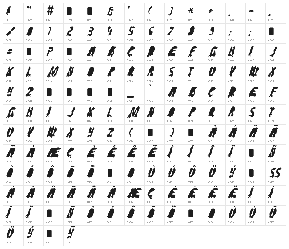 GroovyGhostiesBack-Regular Character Map