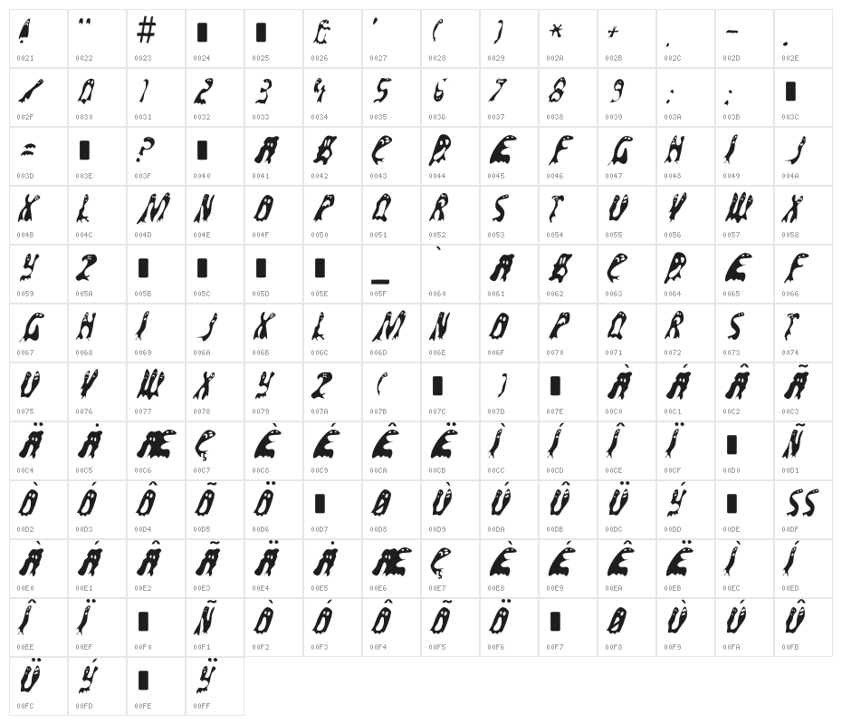 GroovyGhostiesFront-Regular Character Map