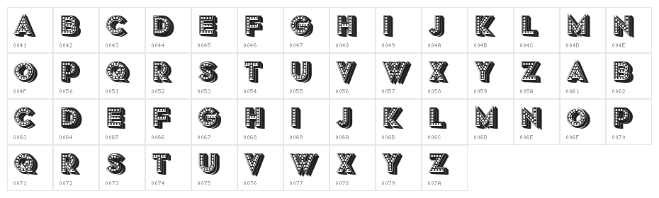 Grotto Shadow Regular Character Map