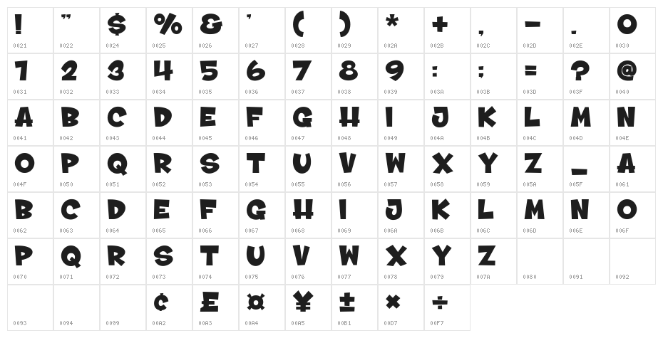 Grow Beige Character Map
