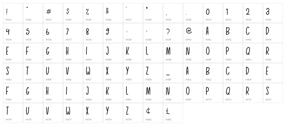 Growing Garden Regular Character Map