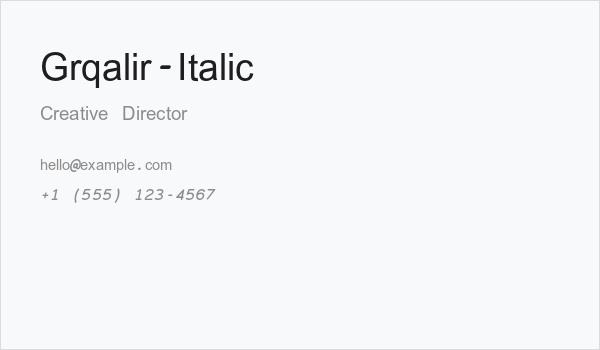 Grqalir-Italic Business Card