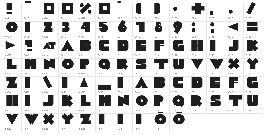 GrubaBerta Character Map