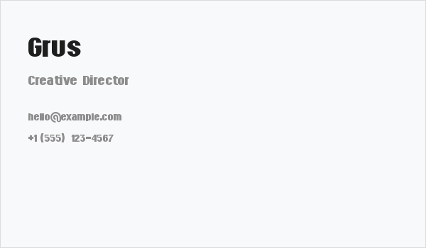 Grus Business Card
