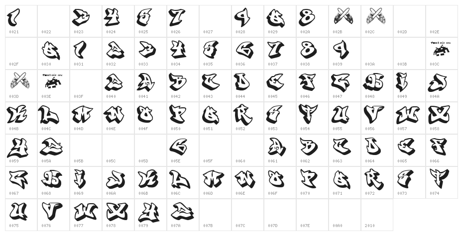 graffonti.3d.drop Character Map