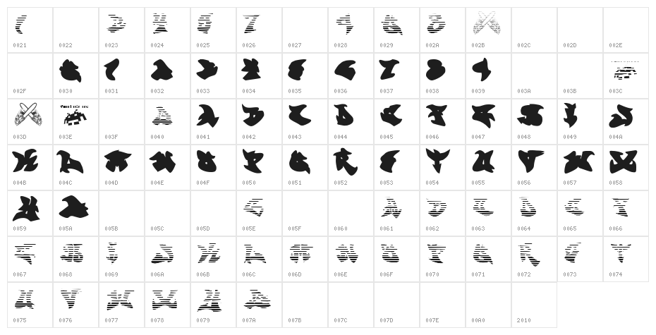 graffontigradientfill Character Map