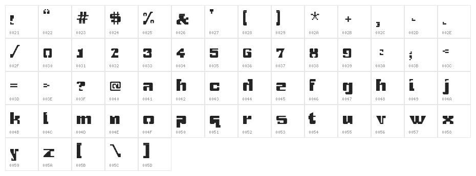 gridbreak sans Regular Character Map