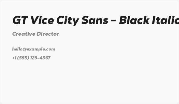 GT Vice City Sans - Black Italic Business Card