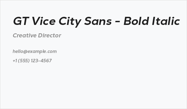 GT Vice City Sans - Bold Italic Business Card
