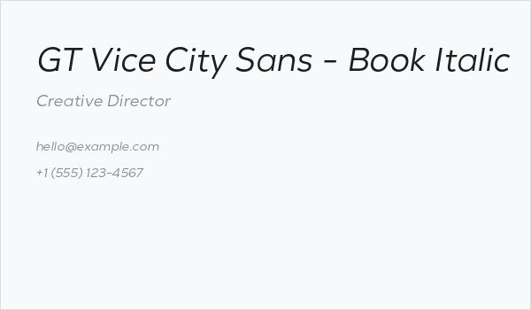 GT Vice City Sans - Book Italic Business Card