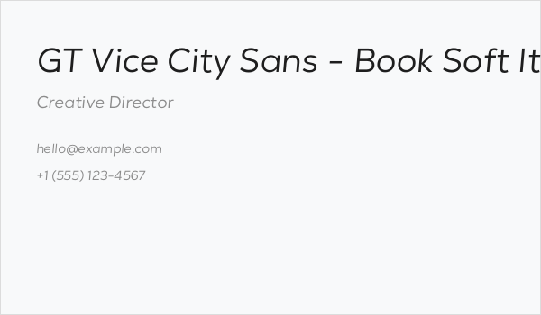 GT Vice City Sans - Book Soft Italic Business Card