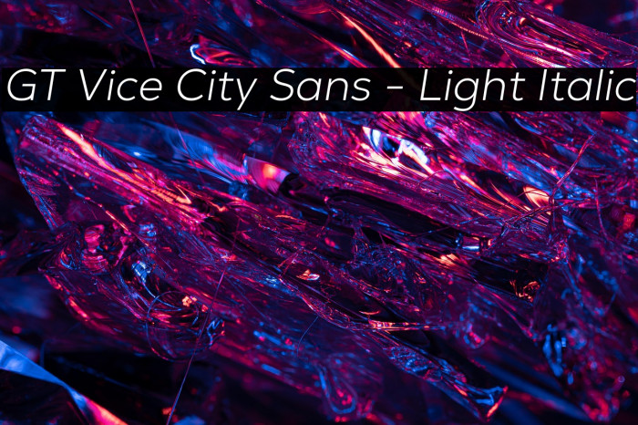 GT Vice City Sans - Light Italic Example 1