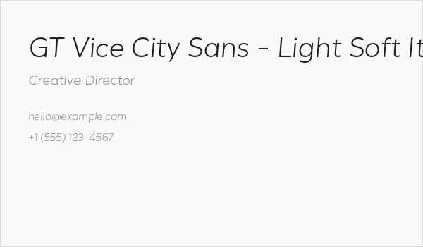 GT Vice City Sans - Light Soft Italic Business Card