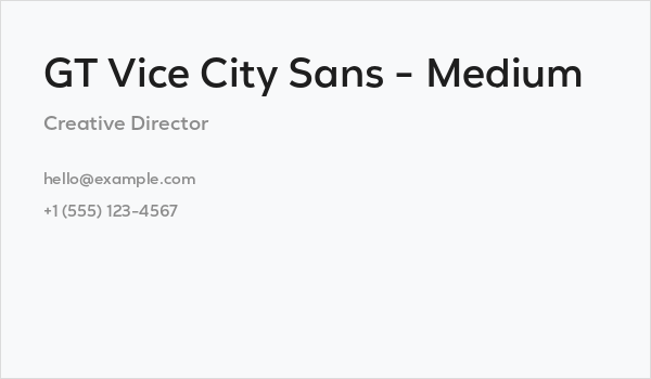 GT Vice City Sans - Medium Business Card
