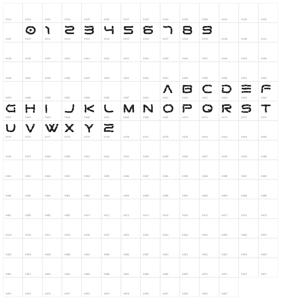 Gtek Broken Character Map