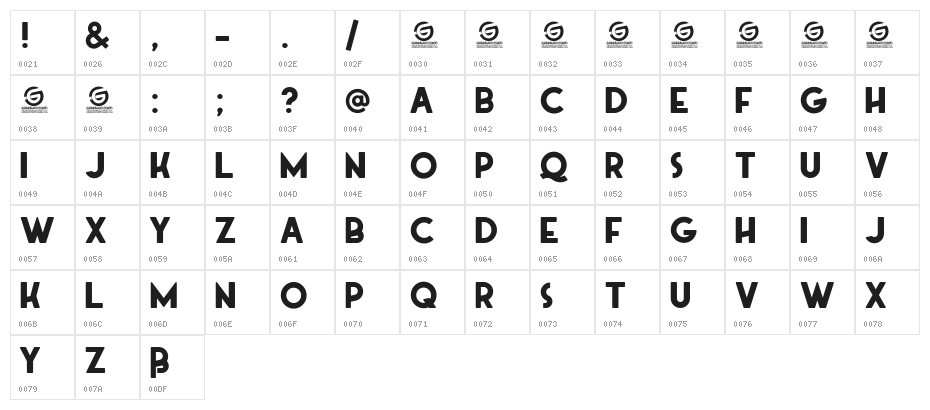 Guaraldo Personal Use Character Map