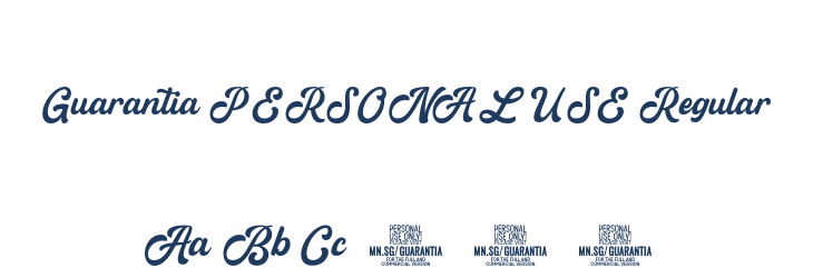 Guarantia PERSONAL USE Regular Font Preview