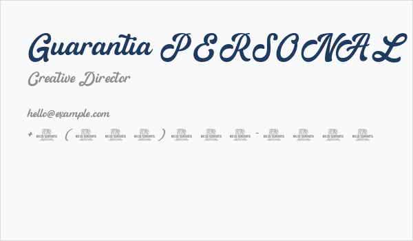 Guarantia PERSONAL USE Regular Business Card