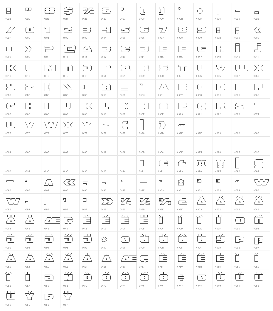 Guardian Outline Character Map