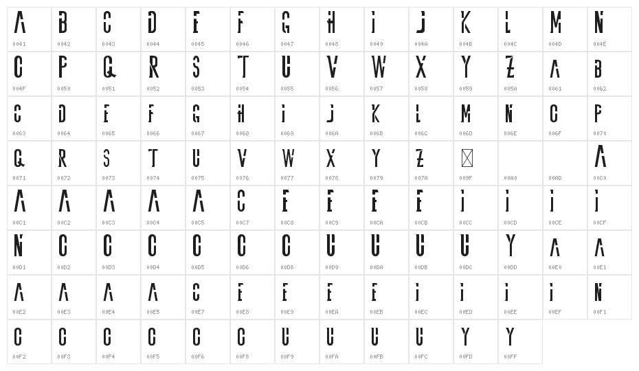 Guest Star Demo Sans Serif Character Map