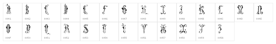 GuinevereCaps Character Map