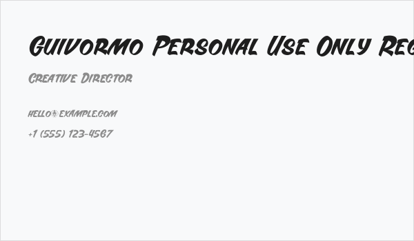 Guivormo Personal Use Only Reg Business Card