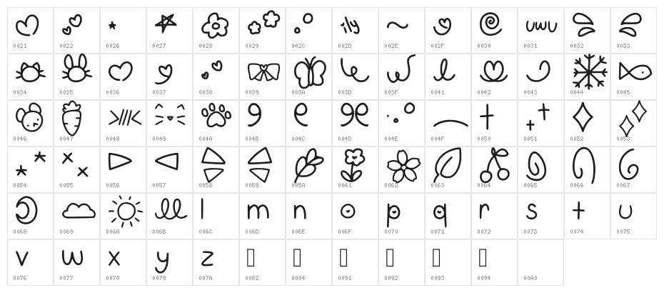 Gumi Font Symbols Regular Character Map