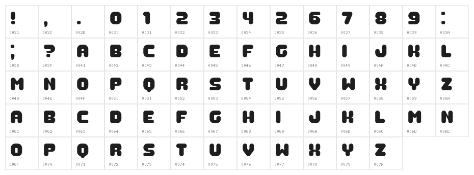 Gummy Book Regular Character Map