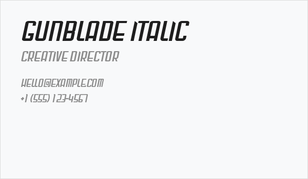 Gunblade Italic Business Card