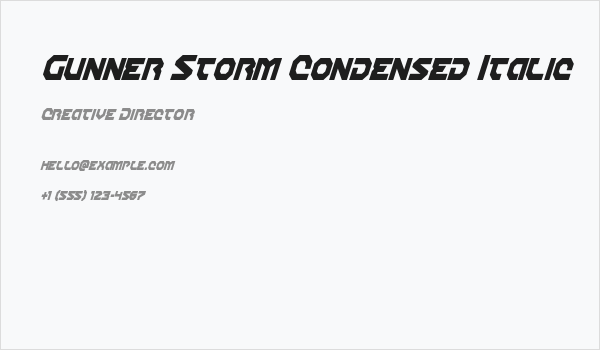 Gunner Storm Condensed Italic Business Card