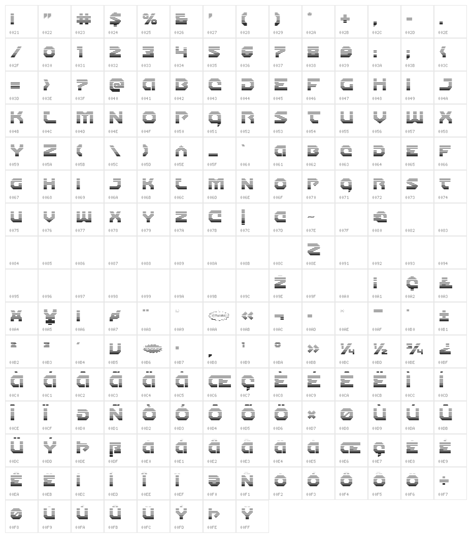 Gunner Storm Gradient Character Map