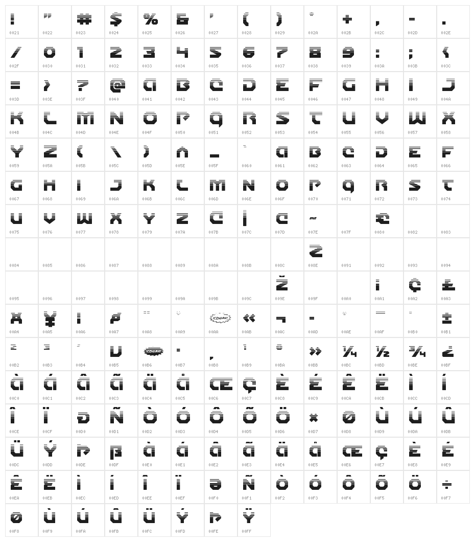 Gunner Storm Halftone Character Map