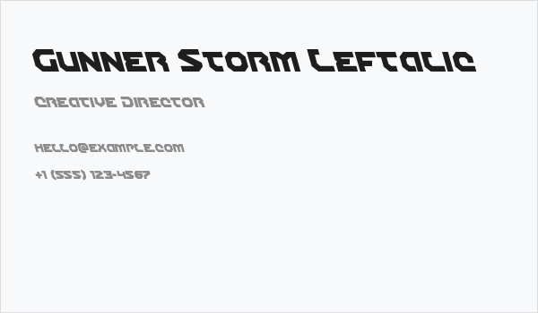 Gunner Storm Leftalic Business Card